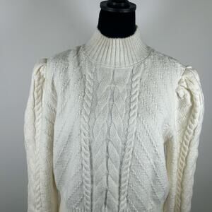 NWT Loft Cable Knit, Puff Sleeve Sweater, Sz XL - Style 782023